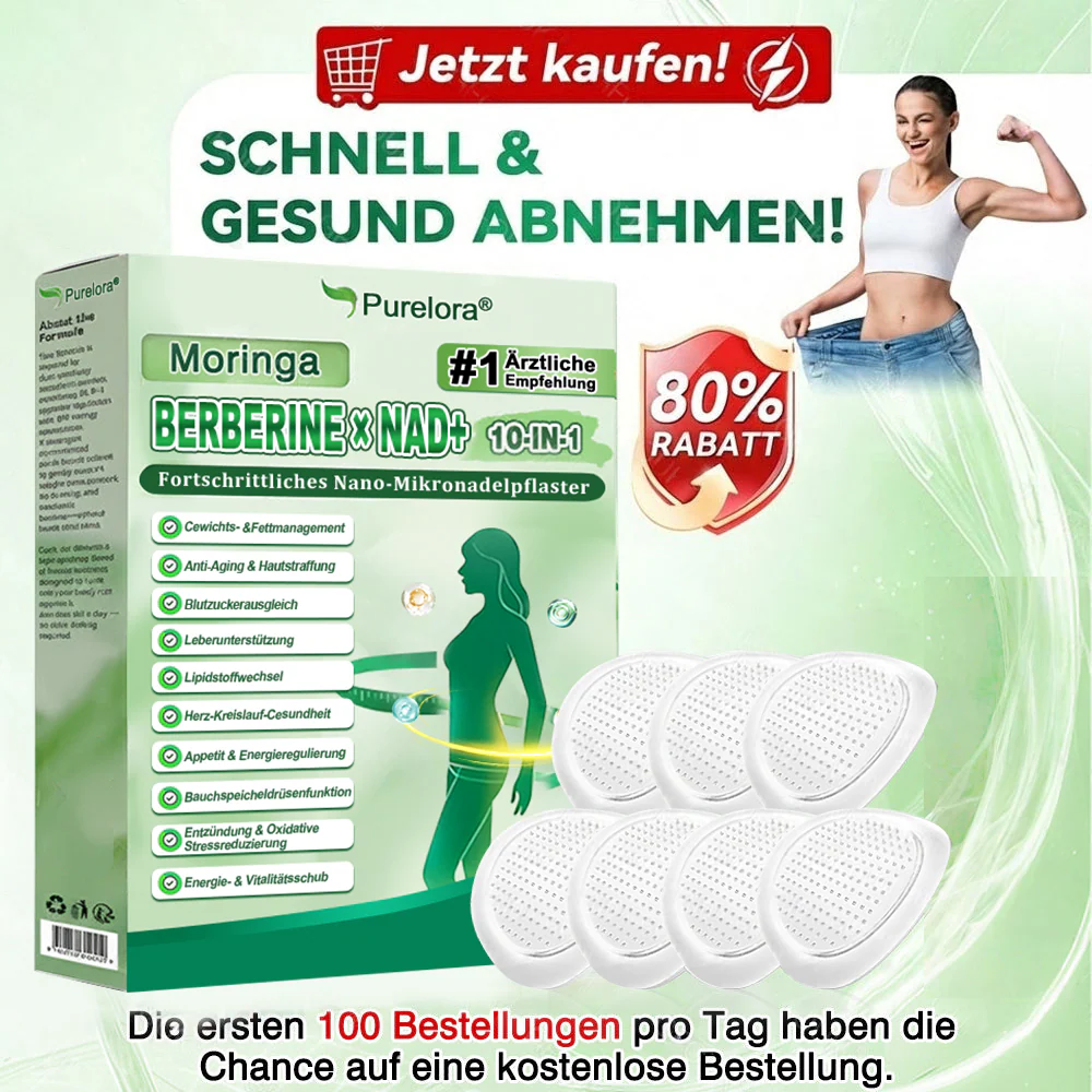 ✅Neu eingetroffen✅💪Purelora® Moringa Berberinex NAD+ 10-in-1 Nano-Mikronadel-Patch (Nur einmal täglich, sichtbare Veränderungen in 7 Tagen) ✅ Für Übergewicht, lockere Haut, Diabetes, Schlafapnoe, Gelenkprobleme und mehr